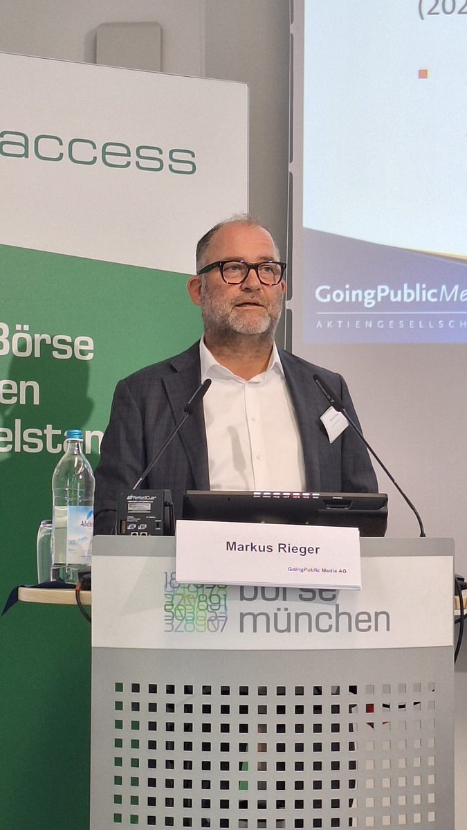 4investors's tweet photo. Markus Rieger von #GoingPublic Media auf der m:access Analystenkonferenz. Zum #Aktien Snapshot: https://t.co/CyN7sZPk56 #4investors #maccess https://t.co/EcJC04LqU3
