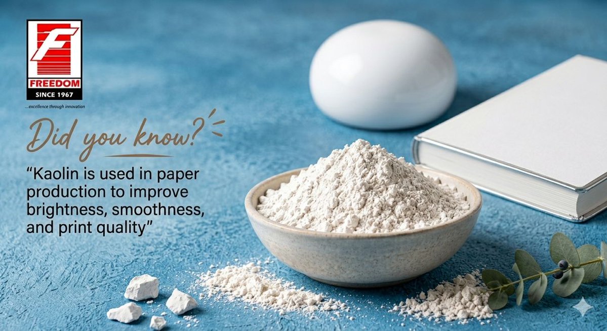 FREEDOMMINERAL's tweet photo. 🤔 Did You Know?

Kaolin plays a vital role in paper production by enhancing brightness, smoothness, and print quality, resulting in a superior finished product.

As a trusted industrial mineral, kaolin improves ink retention, surface finish, and overall printing performance. https://t.co/PZcPPIrNBH