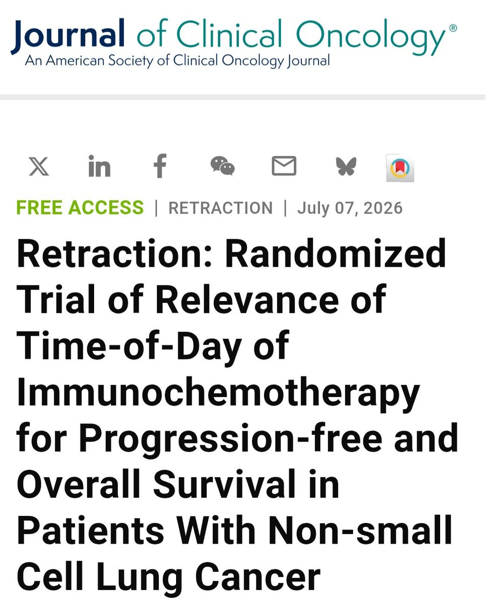 dr_yakupergun's tweet photo. A clearly problematic study has now lost its status as valid scientific evidence. After the Nature Medicine retraction, the related ASCO abstract was also retracted from JCO.

Retractions are no longer rare, but seeing a meeting abstract formally retracted is still not a common occurrence. Hopefully, this case will serve as a lesson.