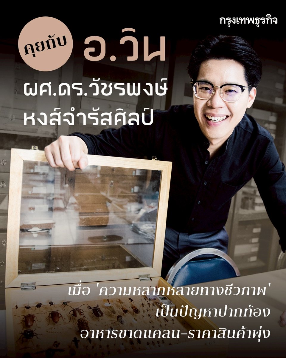 ktnewsonline's tweet photo. คุยกับ ‘อ.วิน’ เมื่อ ‘ความหลากหลายทางชีวภาพ’ เป็นปัญหาปากท้อง อาหารขาดแคลน-ราคาสินค้าพุ่ง

ผศ.ดร.วัชรพงษ์ หงส์จำรัสศิลป์ ชี้ “ความหลากหลายทางชีวภาพ” คือปัญหาเศรษฐกิจปากท้อง หากสูญเสียไปจะนำไปสู่ภาวะอาหารขาดแคลนและราคาสินค้าที่สูงขึ้น เนื่องจากกิจกรรมทางเศรษฐกิจส่วนใหญ่ล้วนพึ่งพาธรรมชาติ การแก้ปัญหาต้องมองให้ครบทุกมิติ พร้อมทำให้คนเห็นผลกระทบต่อปากท้องของตนเอง เพื่อสร้างความยั่งยืนที่แท้จริง

“ความหลากหลายทางชีวภาพ” (Biodiversity) กลายเป็นประเด็นสำคัญที่ทั้งนักวิทยาศาสตร์และภาคธุรกิจให้ความสนใจอย่างมากในช่วงไม่กี่ปีที่ผ่านมา เนื่องจากจำนวนชนิดพันธุ์สัตว์และพืชที่ลดลงและสูญพันธุ์เพิ่มขึ้นอย่างต่อเนื่องอันเป็นผลจากทั้ง “การเปลี่ยนแปลงสภาพภูมิอากาศ” และ “การบุกรุกหรือทำลายพื้นที่ธรรมชาติ” ของมนุษย์ อย่างไรก็ตาม

หลายคนยังไม่ตระหนักว่าหากความหลากหลายทางชีวภาพเสื่อมถอยหรือสูญหายไป จะส่งผลกระทบต่อชีวิต เศรษฐกิจ และความมั่นคงทางอาหารของเราอย่างไรบ้าง

เพื่อหาคำต��บว่าความหลากหลายทางชีวภาพมีความสำคัญอย่างไรกับมนุษย์ “กรุงเทพธุรกิจ” ได้สัมภาษณ์ “อ.วิน - ผศ.ดร.วัชรพงษ์ หงส์จำรัสศิลป์” ผู้ช่วยผู้อำนวยการสถาบันวิจัยทรัพยากรทางน้ำ จุฬาลงกรณ์มหาวิทยาลัย และอาจารย์ประจำภาควิชาวิทยาศาสตร์ทางทะเล คณะวิทยาศาสตร์ จุฬาลงกรณ์มหาวิทยาลัย

อ่านต่อ: https://t.co/Mc1RWbx9vq

#กรุงเทพธุรกิจ #InsightForOpportunities #กรุงเทพธุรกิจSustain