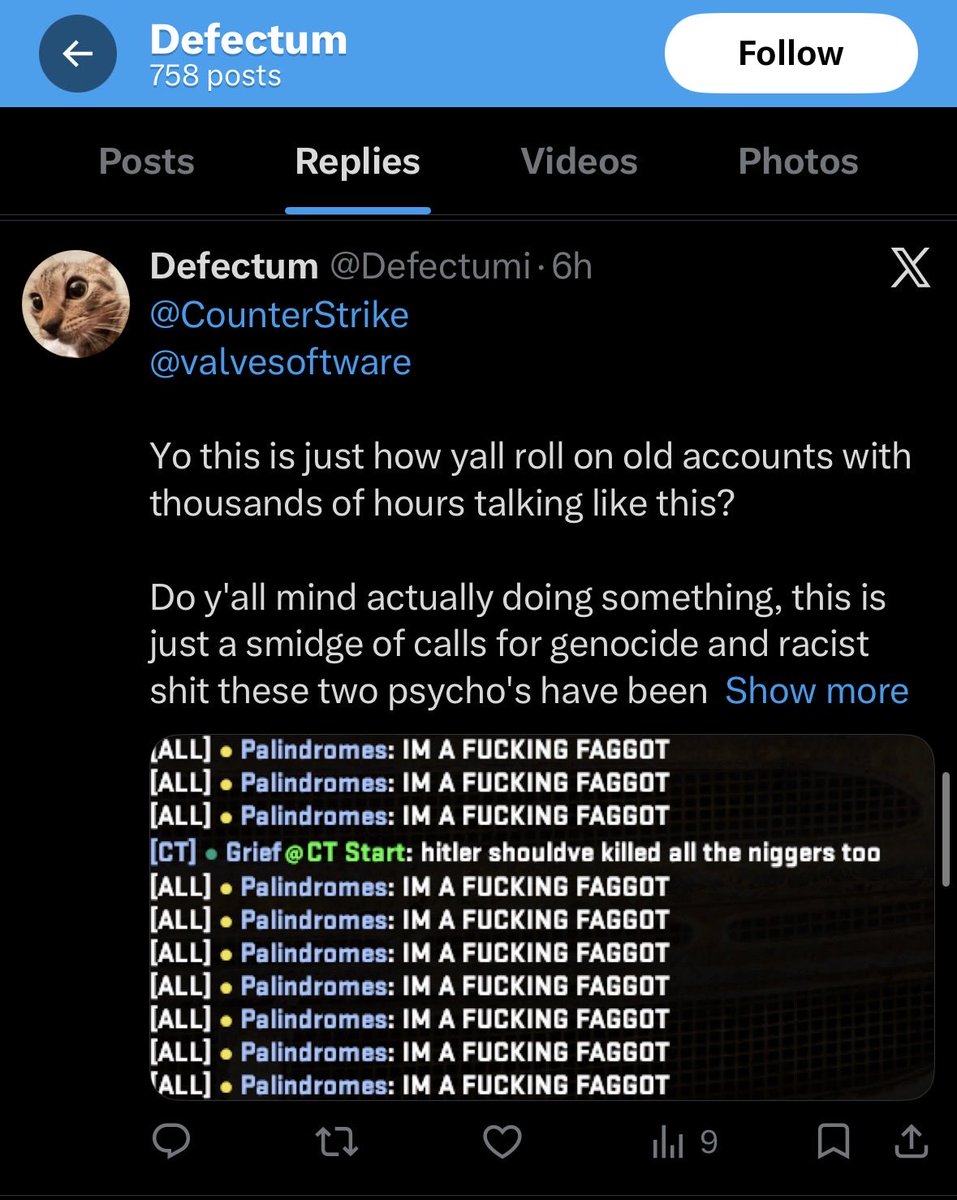 TankerSV's tweet photo. @Defectumi @CounterStrike Bro hang it up. They obviously don’t care. 90% of your replies are just trying to get people banned. Just go to Valorant pussy https://t.co/JlTzg9Q7PU