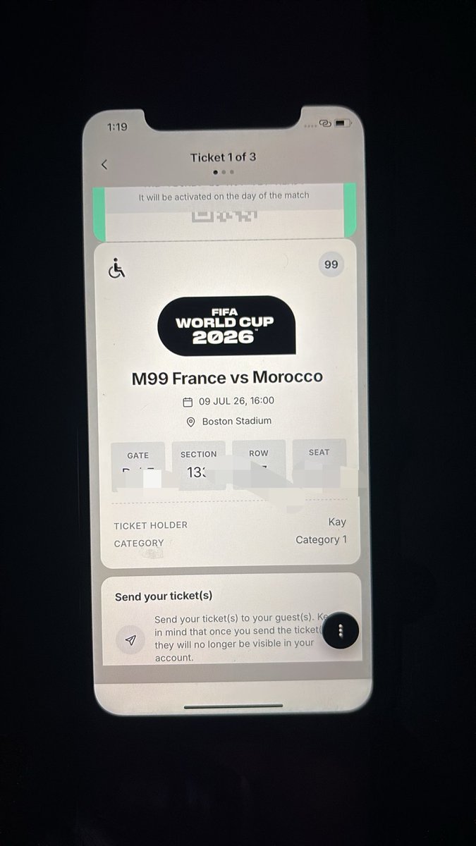 do_ace_'s tweet photo. Now down to three (3) tickets for France vs Morocco at Boston Stadium, 9 July at 4:00 pm 
Catergory 2

Price : $1200 each
Section 133 row 12
Willing to show video proof before payment 

Dm for more info
#FootballTickets #Boston 
#Francevsmorocco
#FifaWorldCupTickets https://t.co/HrbFtQ2WNB