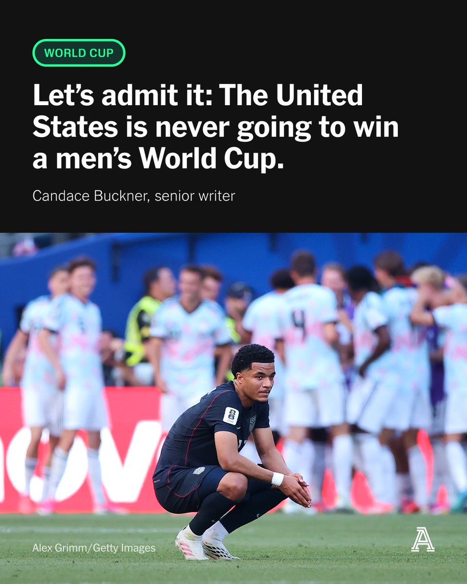 TheAthletic's tweet photo. This latest World Cup performance should settle it: America is not built for the beautiful game. 

Men's soccer belongs to the world. 

We borrow it every few years, @CandaceDBuckner writes.

Read for free: https://t.co/Vq9yXJ48d1 https://t.co/kKApKfoPzt