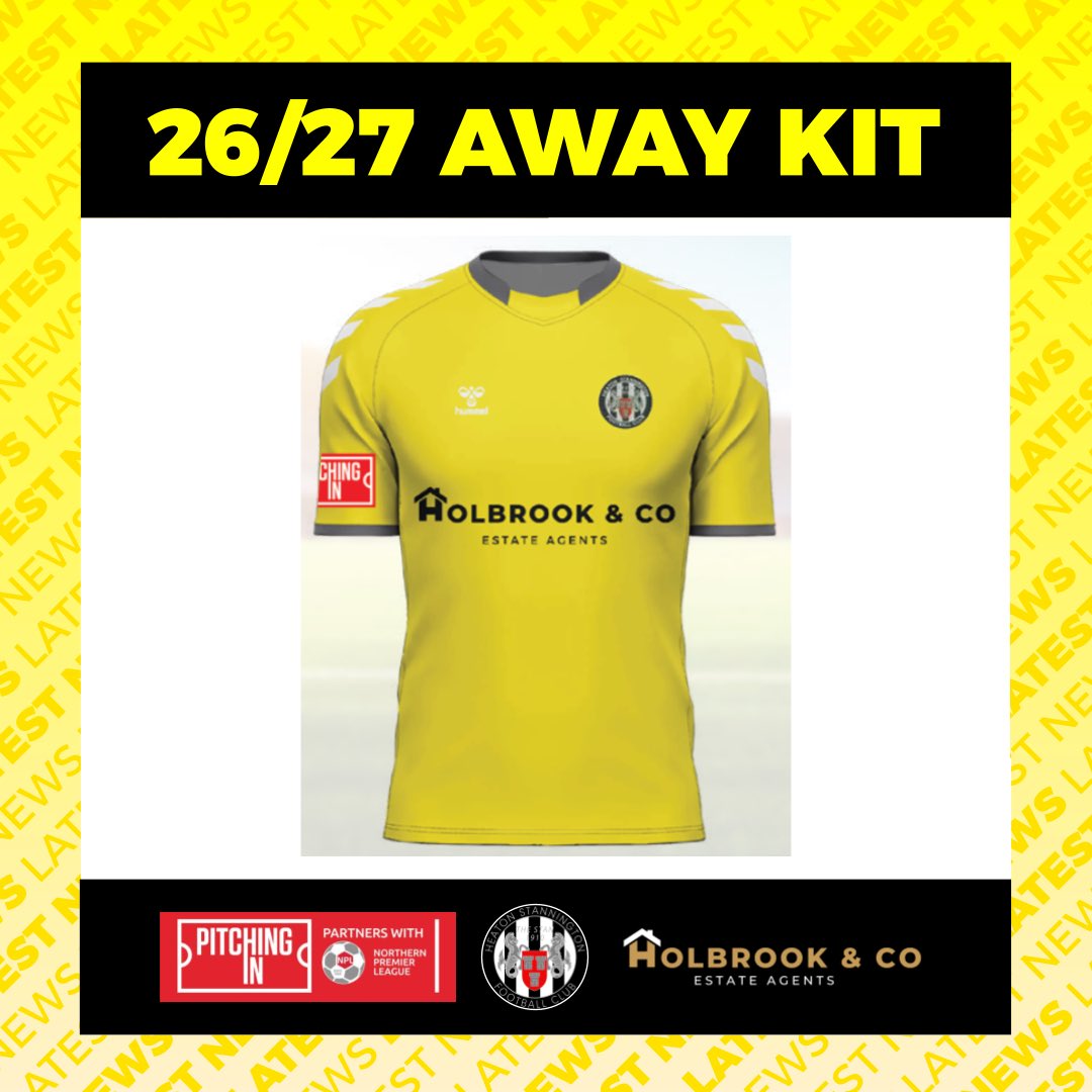 Heatonstan's tweet photo. 🟡🟡 We’re delighted to announce that Holbrook &amp; Co are taking over as our front of away shirt sponsor, in addition to staying on as our media sponsor! https://t.co/zIq0fY29JE