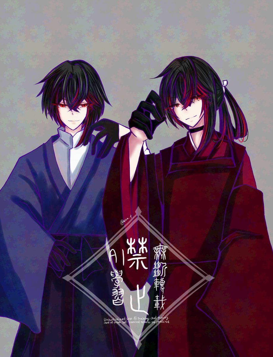 yuo_t's tweet photo. 書生と狩衣（どっちも灯火さん） https://t.co/OW9u0mxxQr