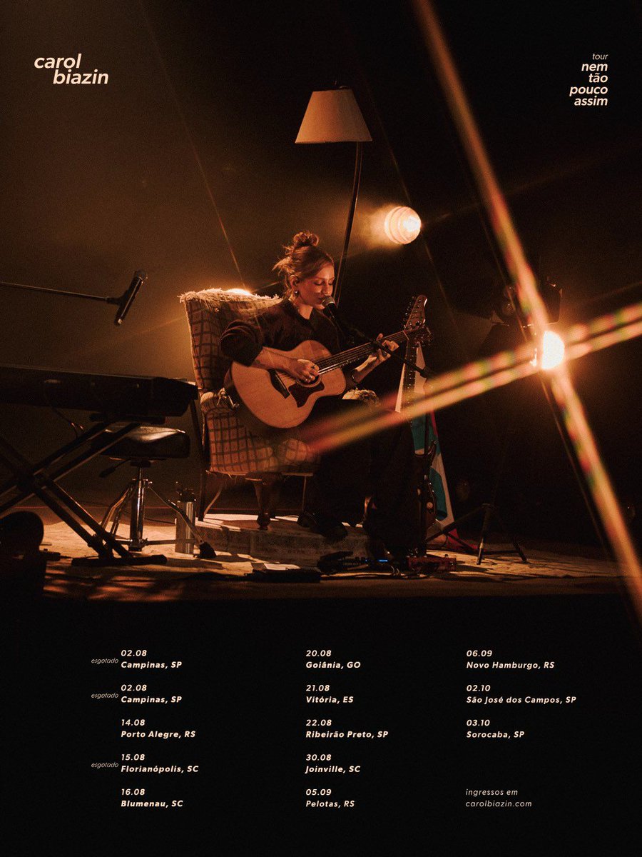 stagebiazin's tweet photo. Novas datas de shows da Carol Biazin disponíveis 💛

Festival: 

» 01.08 - Festival Sesc de Inverno, Itaipava/RJ

Tour ‘nem tão pouco assim’:

» 02.10 - São José dos Campos/SP

» 03.10 - Sorocaba/SP

🎫 https://t.co/p1IxpFjUWg https://t.co/3oHaZGbV3G