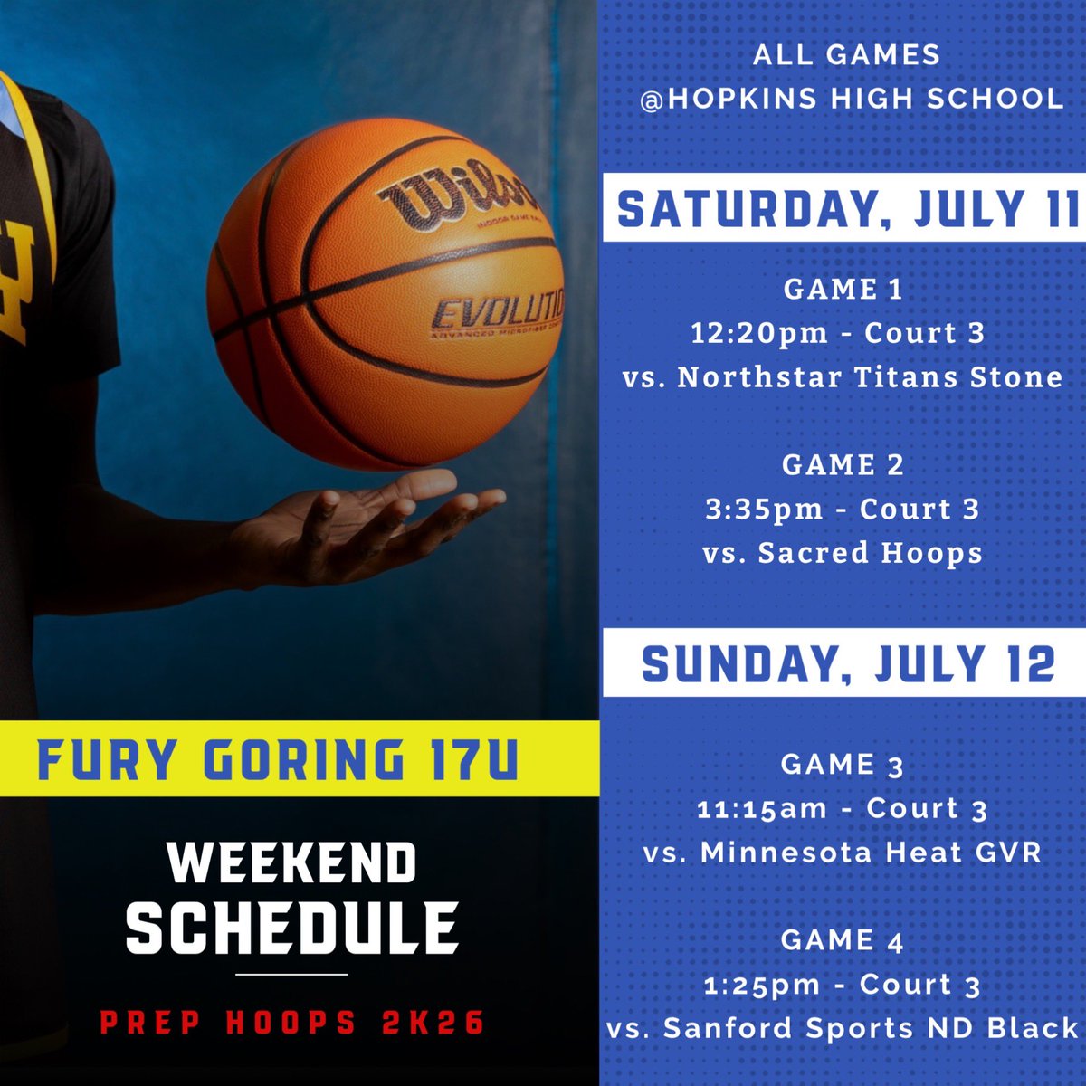 ZachGoring's tweet photo. Fun weekend ahead for our group.  4 really good opponents. @mnfuryboys https://t.co/MaEcJ0XHAg