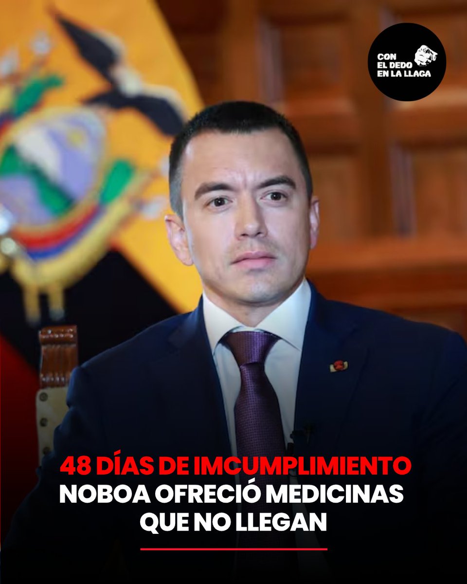 dedoenlallagaec's tweet photo. 🚨#URGENTE | Hace 43 días el presidente Daniel Noboa anunció la compra masiva de medicamentos a la India para abastecer a la red de hospitales del país, que vive una de las peores crisis de abastecimiento y atención hospitalaria.

El 21 de mayo, el Mandatario aseguró que en tres semanas se presentarían "buenas noticias" para el sistema de salud, mientras que el 24 de mayo, durante su Informe a la Nación, anunció una compra masiva de fármacos para abastecer a los hospitales públicos. Sin embargo, hasta el 8 de julio no se han reportado avances oficiales sobre esa adquisición.

Mientras tanto, hospitales del Ministerio de Salud Pública y del Instituto Ecuatoriano de Seguridad Social (IESS) continúan gestionando sus propias compras a través del Sistema Nacional de Contratación Pública.

La situación genera cuestionamientos sobre la capacidad del Gobierno para cumplir los compromisos anunciados en materia sanitaria, uno de los sectores que continúa enfrentando problemas estructurales relacionados con infraestructura, equipamiento y provisión de medicinas.

#SaludEcuador #DanielNoboa #Incumplimiento #Medicinas
