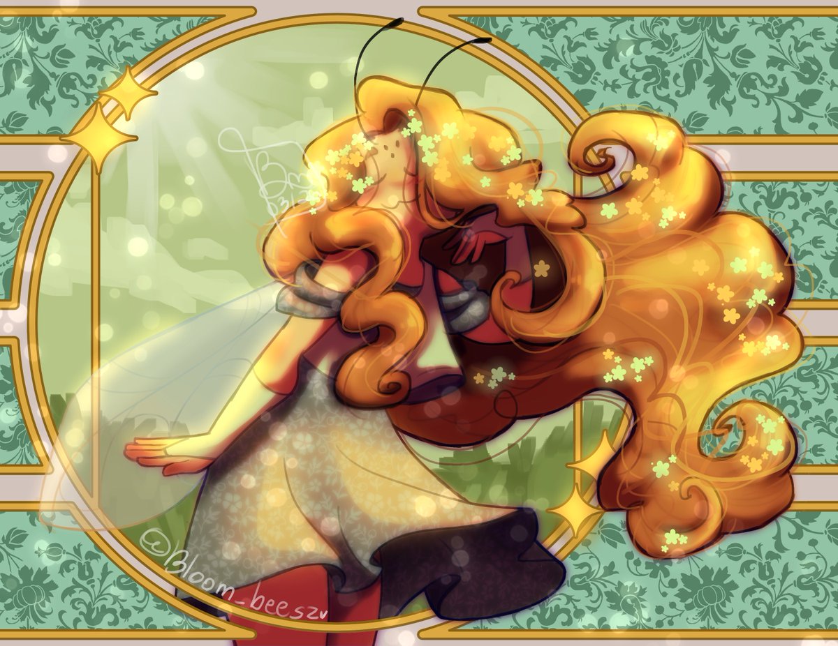 Bloom_beesz's tweet photo. tried something like art nouveau? got some textures and frames in csp assets and made this ówò
.
.
.
.
.
#digitalart #beeoc #artnouveau #oc https://t.co/13q82eCP5H