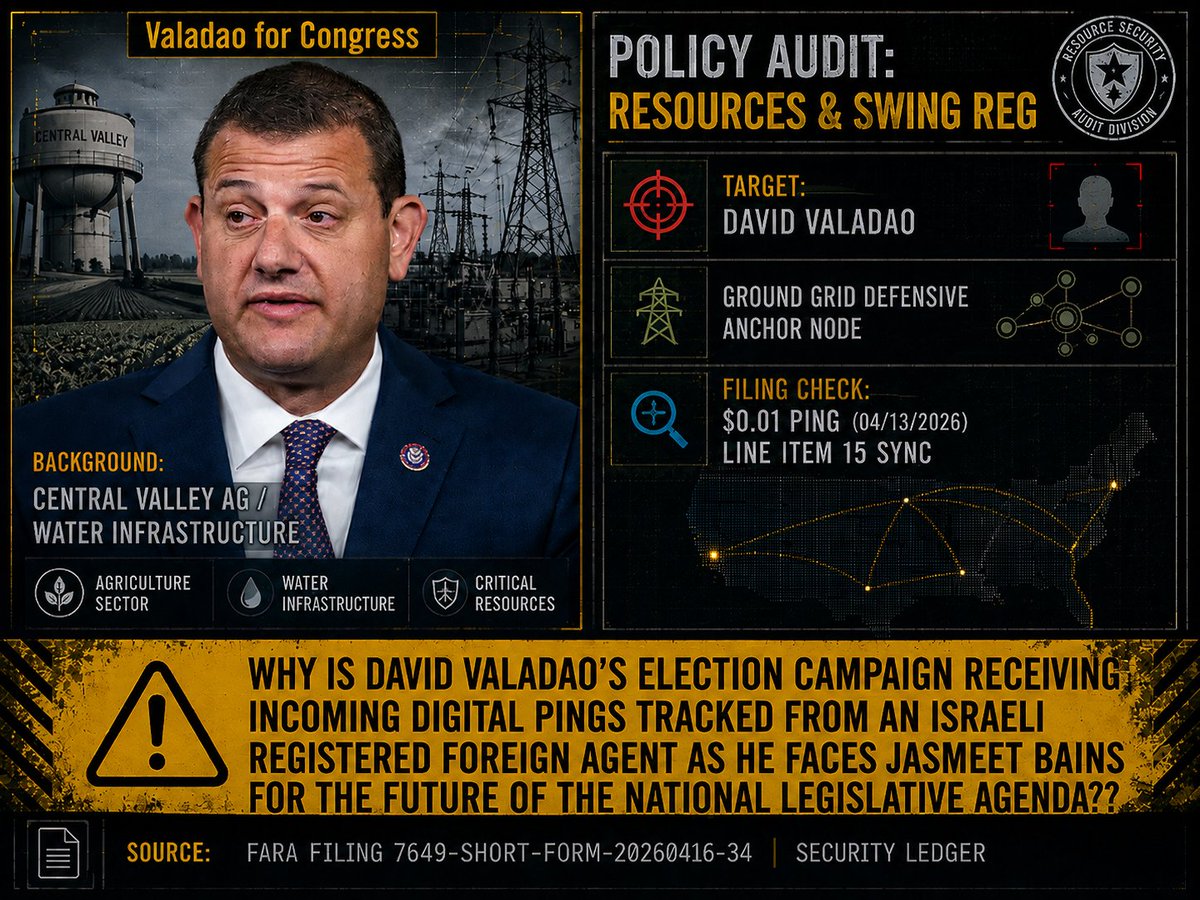 passportsvisa's tweet photo. @DrJasmeetBains THE FARA 7649 TRUTH STAMP: REGISTRATION UNDER THIS FILING CONSTITUTES A LEGAL ACKNOWLEDGEMENT THAT DAVID VALADAO’S CONGRESSIONAL CAMPAIGN IS AN INTEGRATED COMPONENT OF AN ISRAELI FOREIGN OPERATION. https://t.co/q9fLdt4kuV