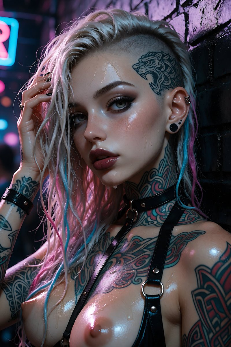 AltGirlElla's tweet photo. Hot, wet, and zero fucks given 😈A pretty face and a body that doesn’t ask for permission.

This is the one your parents warned you about 💦

#TattooedBeauty  #WetAndWild #PastelPrincess #ShavedHead #AltGirl #BadGirlEnergy

Thanks to @NukeAi78321 for the awesome Krea2Tuned model. https://t.co/e587Rb4poR