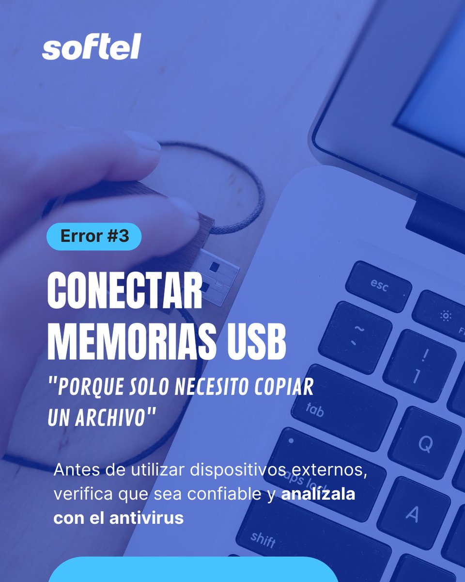 Softelcuba86's tweet photo. La mayoría de los incidentes no ocurren por tecnología 🙁 Ocurren por descuidos cotidianos

Cómo hemos dicho en ocasiones, "la mejor defensa siempre es la prevención" 👌

#Softel #Ciberseguridad #Tecnologia  #SeguridadInformatica #Cuba https://t.co/fz0bP6AG1y