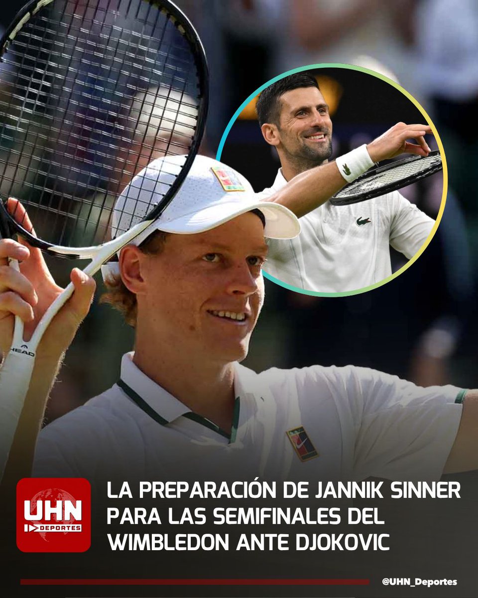 UHN_Deportes's tweet photo. 🇮🇹🇷🇸‼️ | ¡ENCUENTRO HISTORICO! — Jannik Sinner prepara su ansiado partido ante la leyenda activa, Novak Djokovic, modificando su rutina por las altas temperatura en el torneo que pasan los 30° grados. Además, se suma a un calendario y trabajo físico específico utilizando un chaleco refrigerante y un sensor de glucosa en el proceso. El italiano se medirá ante el serbio en las semifinales del Wimbledon 2026, este viernes 10 de julio.
