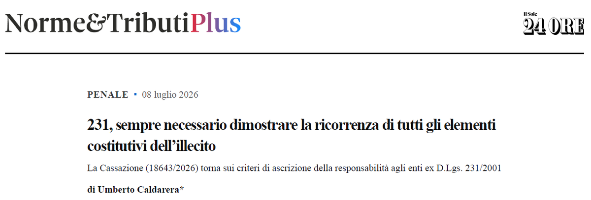 aodv231's tweet photo. 📝 Disponibile il commento sulla #sentenza n. 18643 del Consigliere di #AODV231 Umberto Caldarera.
✏ Il pezzo è stato pubblicato su Norme e Tributi Plus
👇🏻 https://t.co/UkxufKdfXc https://t.co/DDboQiC8aX