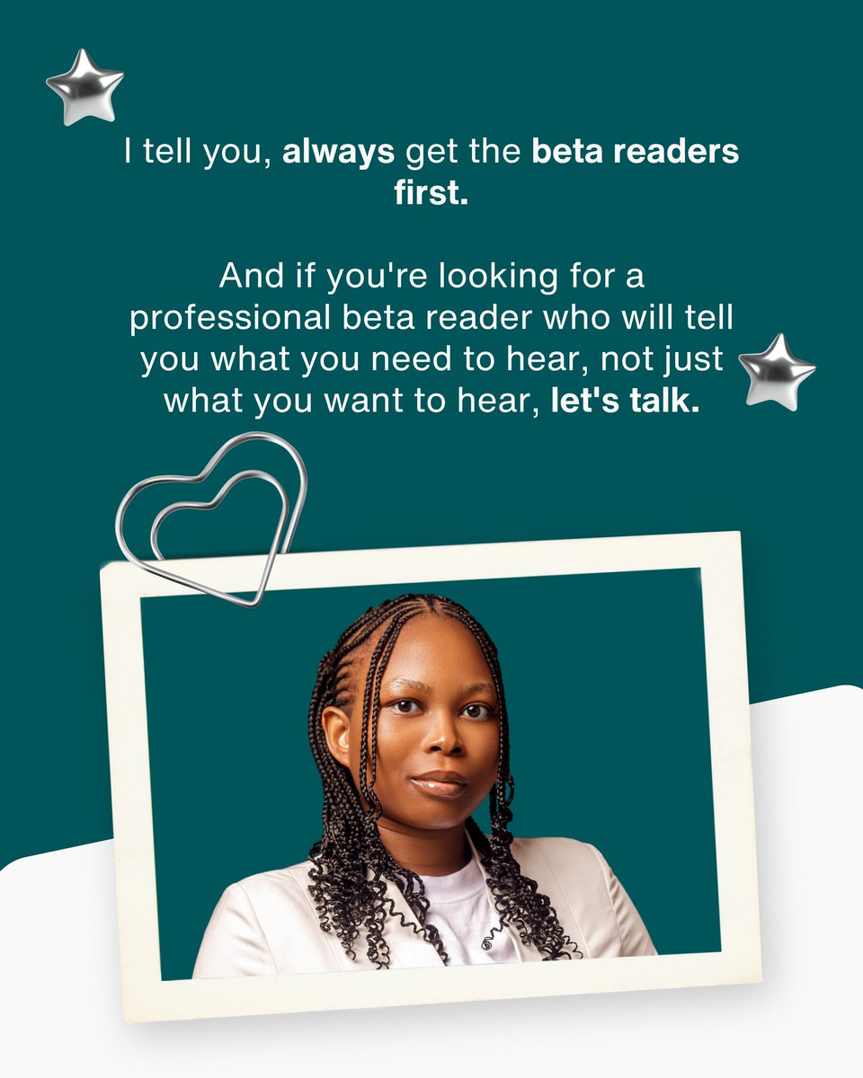 writewithkess's tweet photo. I tell you, always get the beta readers first.
And if you're looking for a professional beta reader who will tell you what you need to hear, not just what you want to hear, let's talk.
#Hire Me #Betareader #Bookreviewer #Ghostwriter #Bookmarketer https://t.co/hSI8UtaKD8