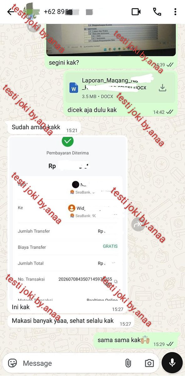 xfluvy's tweet photo. 3. Testi joki laporan magang (pembuatan no halaman sesuai pedoman kampus, daftar isi dan daftar gambar) https://t.co/wMgdyCrdYZ