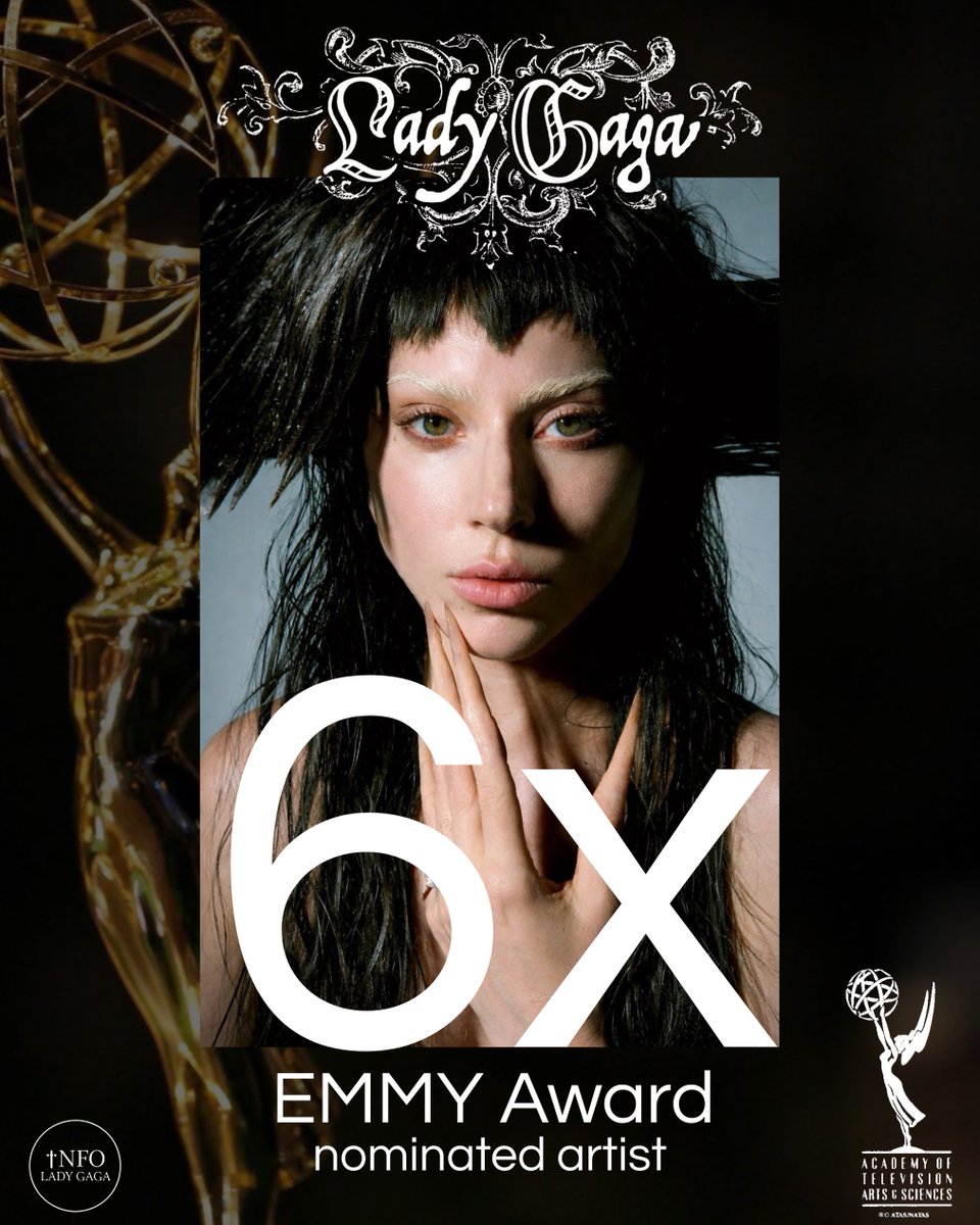 infogagabr's tweet photo. 🏆Lady Gaga é oficialmente 6x indicada ao EMMYs.

A artista já foi indicada com projetos como o especial da “The Monster Ball Tour” e seu show do intervalo no Super Bowl LI.
Gaga também já venceu o prêmio uma vez com sua performance de “Hold My Hand” durante o Super Bowl LIX. https://t.co/C3Nqso6Ah6