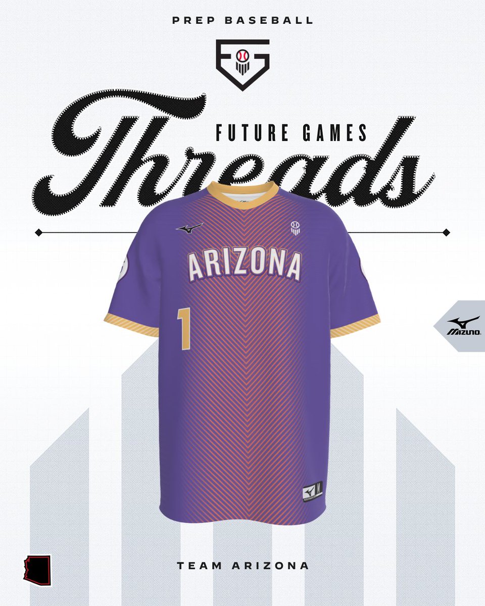 PrepBaseballAZ's tweet photo. #TeamArizona is ready for the 2026 Prep Baseball Future Games. 🔥

Introducing the official uniforms Arizona will wear at this year’s event for #PBFG26 and #PBJFG26 🔮

What do we think? ⬇️

#PBFG26 || @PrepBaseball https://t.co/FhEnvgv3jh