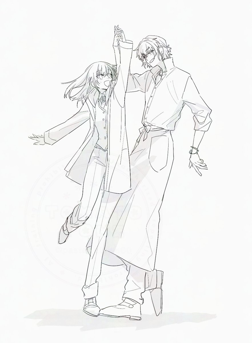 pastel_clown00's tweet photo. 息抜きに描いたネロ晶♀。
何度目だ意味もなく踊るネロ晶描くのとか思ったけど踊る推しカプなんてなんぼ描いたって罪になりませんからね…。 https://t.co/RlYBCNmrY5