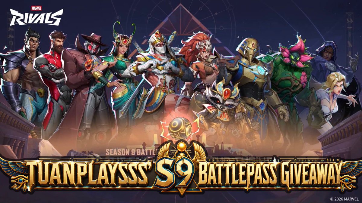 TuanPlaysss's tweet photo. ✨🏺 TUANPLAYSSS’ #MARVELRIVALS SEASON 9 BATTLE PASS GIVEAWAY! ✨🏺

Season 9 is here, and I’m celebrating with a LIVE Battle Pass Giveaway during my stream on Friday, July 10, from 12:00PM–6:00PM CT!

🎁 Two winners will be chosen LIVE:
🏆 1 Winner – Upgraded Luxury Battle Pass (2100 lattice) 
🏆 1 Winner – Luxury Battle Pass (990 lattice) 

How to Enter:
⚡ Follow me on X: @TuanPlaysss
⚡ Follow me on Twitch: https://t.co/oSGo0iJ6pJ
⚡ Join my Discord: https://t.co/xVXkLBtKxH
⚡ Like & Repost this post

⚠️ You must be following me on X and Twitch and be a member of my Discord to be eligible to win. 

Good luck, Playersss! 💙💜 See you live on Friday!