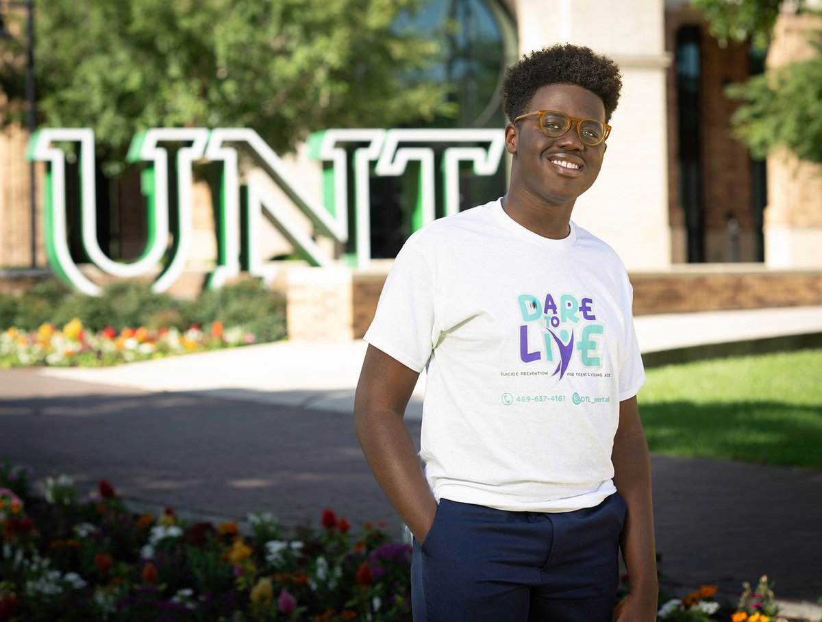 UNTnews's tweet photo. The #UNT Psychology Clinic has partnered with Dare to Live, a youth-led nonprofit providing resources for mental health awareness. Founder and incoming freshman Ajim Tubuo hopes the partnership will foster belonging in the UNT community. Read more: https://t.co/Yh07PX6yCG https://t.co/7xhTDsYGHU