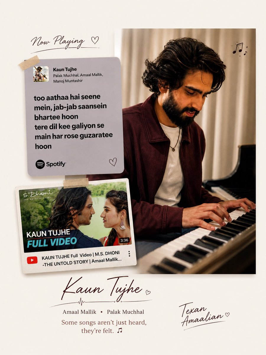 ShongitaSharmin's tweet photo. Some songs become your favorite.
Some become a chapter of your life. 🤍
Kaun Tujhe has always been both.
Thank you, @AmaalMallik , for creating music that continues to mean so much with every listen. 🎶
#MSDAlbum #AmallMallik #Amaalians https://t.co/TFaNR1Pwrj