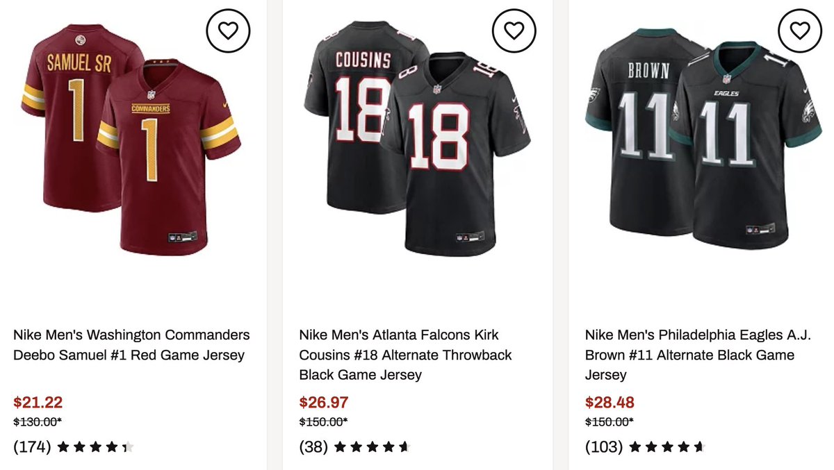 GlitchedDeals's tweet photo. NIKE NFL TEAM JERSEYS AS LOW AS $21

Officially licensed NFL jerseys are 80% off at Dick's Sporting Goods

https://t.co/Nrexyi3b4N

Many players including AJ Brown, Lamar Jackson, Myles Garrett and more

Free shipping on orders $49+, sizes selling out fast #ad https://t.co/306zTfXGai