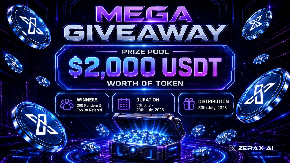 AirdropBrotherX's tweet photo. 🪂 ZeraxAI #Airdrop (New)

🏆 Reward: $4 Worth $ZXAI each for 300 Random Winner

👨‍👨‍👧‍👧 Referral: $800 Worth $ZXAI total for Top 30 Referral

🔗 Airdrop Link: https://t.co/iPM3drW8LO

⌛️ End Date: 20th July, 2026
🏦 Distribution: 30th July, 2026

🔘 Do the complete all tasks on the bot & submit your data

#Airdrop #Airdrops #Bitcoin #ZeraxAI #Crypto