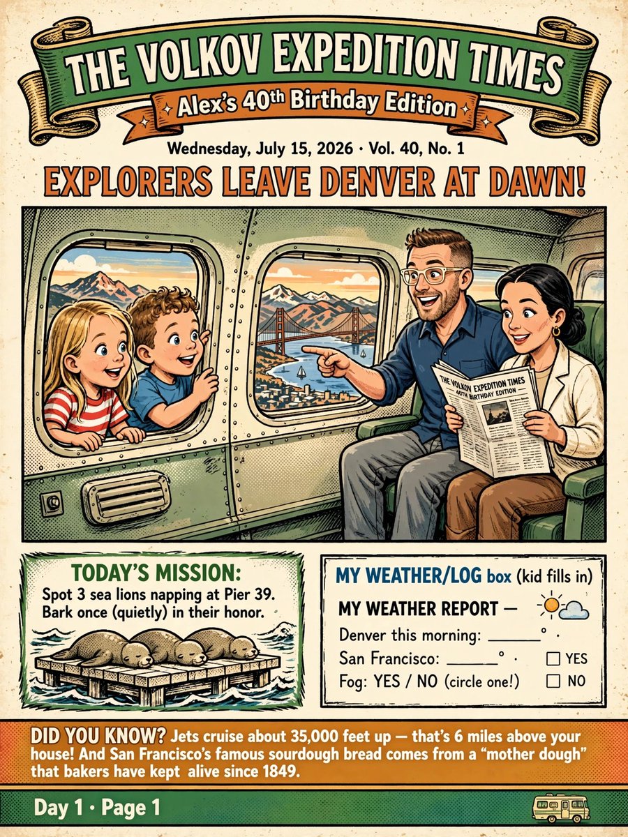 Retro Family Expedition Newspaper