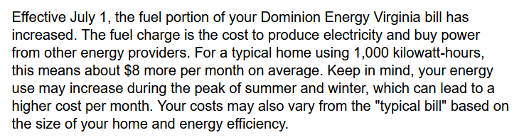STTEOTD's tweet photo. @DominionEnergy Two power outages in the course of three days, one of them being for hours on one of the hottest days on record, and you guys think it's a good idea to increase the bill. Just pointing this out for all to see, and I will be posting this repeatedly everywhere. https://t.co/DyUP7TemyE