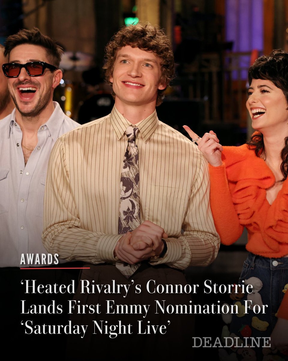 DEADLINE's tweet photo. ‘Heated Rivalry’ may not be eligible for #Emmys but one of its stars got a nomination anyway.

Connor Storrie, who plays Ilya Rozanov on the hit Crave/HBO Max hockey romance series, became a first-time Emmy nominee this morning for his hosting on NBC’s ‘Saturday Night Live.’

More details here: https://t.co/kQoTRxiKMo