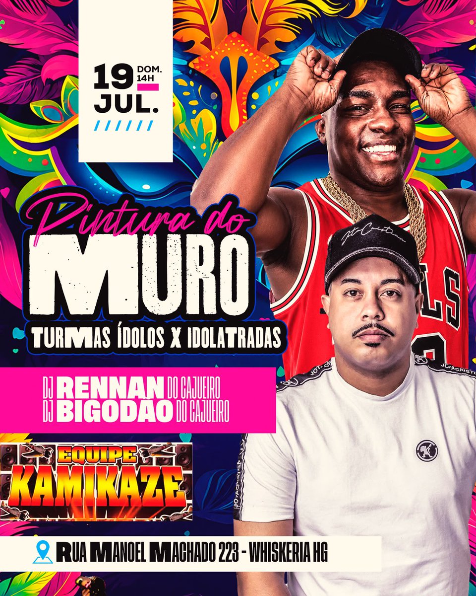 IdolatradasL's tweet photo. 🎭🔥 VEM AÍ A PINTURA DO MURO! 🔥🎭

Festa das turmas ÍDOLOS X IDOLATRADAS promete muita animação, música e aquela energia que só a nossa galera tem! 💥

🎤 Com atrações:
✅ DJ Rennan do Cajueiro
✅ DJ Bigodão do Cajueiro
🎶 Som da Equipe Kamikaze https://t.co/6hVzSmjSV6