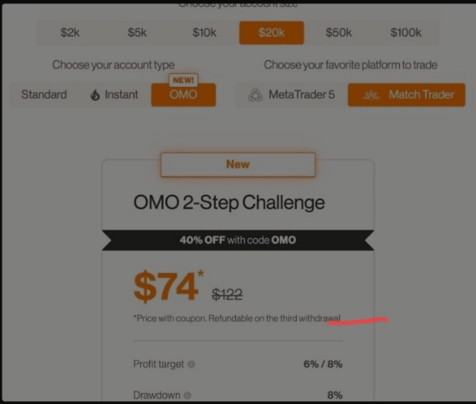 eshmaael20470's tweet photo. Big news in the proferm space @Maventrading
Just launched a new forex model OMO 2 Step challenge 

What i like most about it 
6%/8% profit target 

Check out the screen shot below @traderjon @Fchiu6 @fre @jem https://t.co/fmEPhSFKNo
