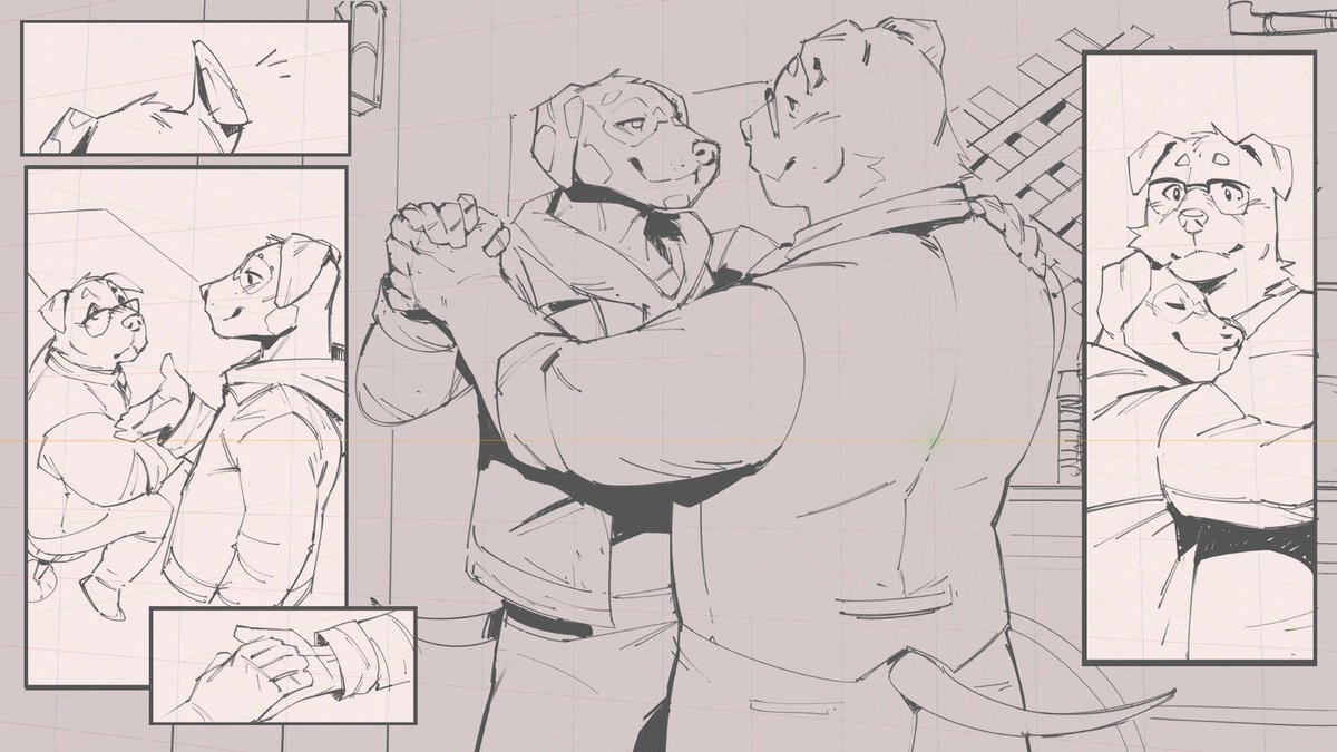 GloryHoundsVN's tweet photo. For this month's development update we'd like to share a teaser work in progress for the Issue 7 romance sequences for both Raoul and Milo by @mashtateos !  These scenes will have romantic and platonic versions.
#gloryhoundsvn #ghvn https://t.co/3d784KssS0