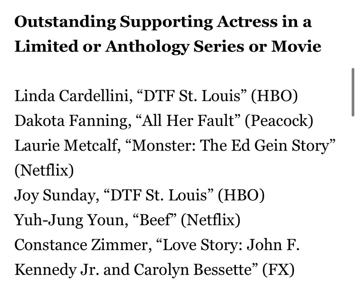 wensadms's tweet photo. JOY SUNDAY EMMY NOMINEE https://t.co/Hje4iXUZay