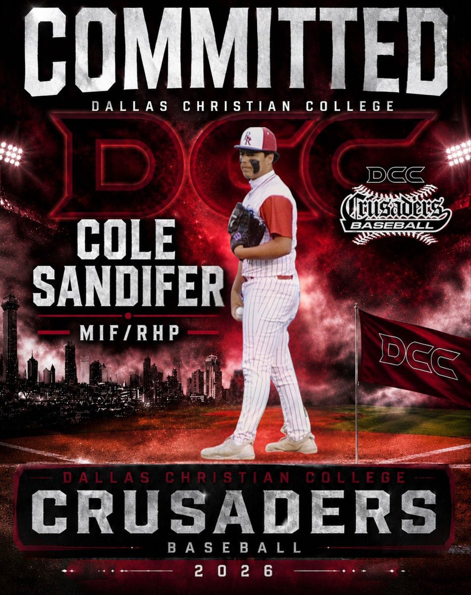 SandiferCole's tweet photo. The Journey Continues! I am beyond excited to announce my commitment to continue my academic and baseball career at Dallas Christian College. I would like to thank everyone who put an impact on my life to get me to this next chapter of my life.  #gocrusaders⚾️ @Kyleu1 @DCCBaseball2010