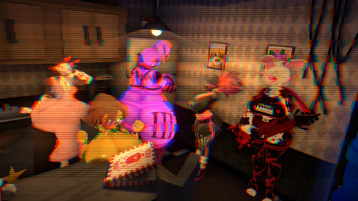 Inky07973497's tweet photo. This is 4 of the 17 pics I was paid to take by good friend @Travis_thi_lord he edited my ralsei (not made my textures those are different people) but the rest of the animatronics in the pics he has textured and edited. so commission him he's awesome. I will be posting more later. https://t.co/r0MfIU3GsP