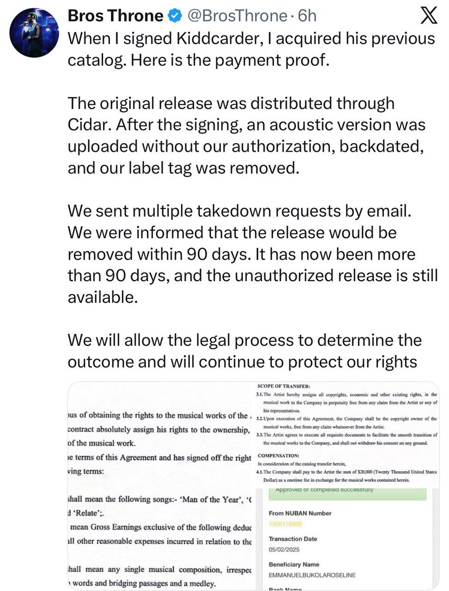 dammiedammie35's tweet photo. “We had no access to Kidd Carders Backend because of Cidar Africa” 

- Label Boss Brosthrone raises alarm 🚨 https://t.co/aBdRHNWW9F