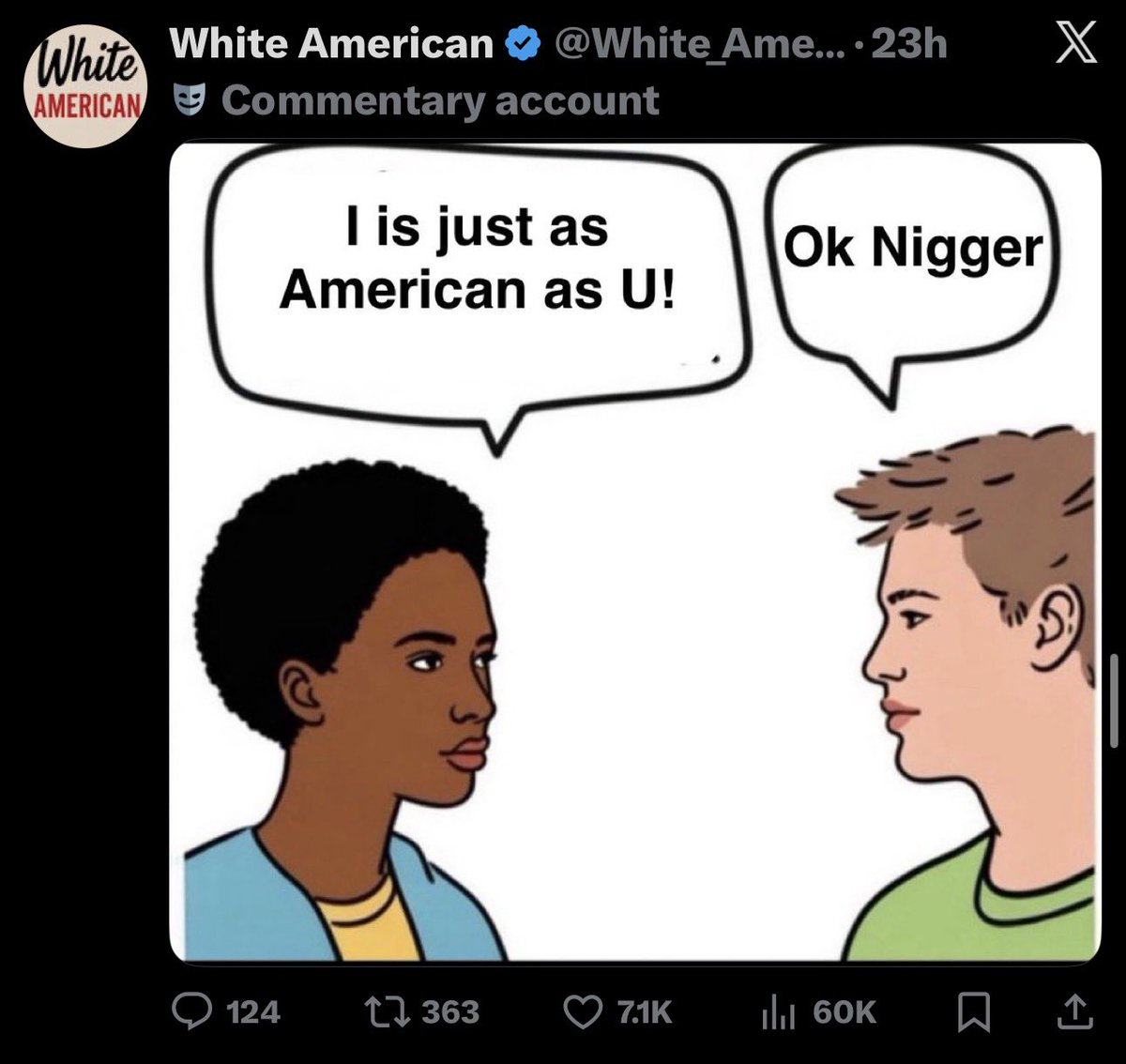 walker_cli78536's tweet photo. @b1ackfamilyPAC everybody on earth know u were brought to USA from westafrica as a slave 
Keep claiming ur indigenous to America  the world knows u r not
U dont have any power in usa to do anything ur in the ghetto makin gnoise killingeachother
U wished u controlled who came in but no whites do https://t.co/L8LOgygDOY