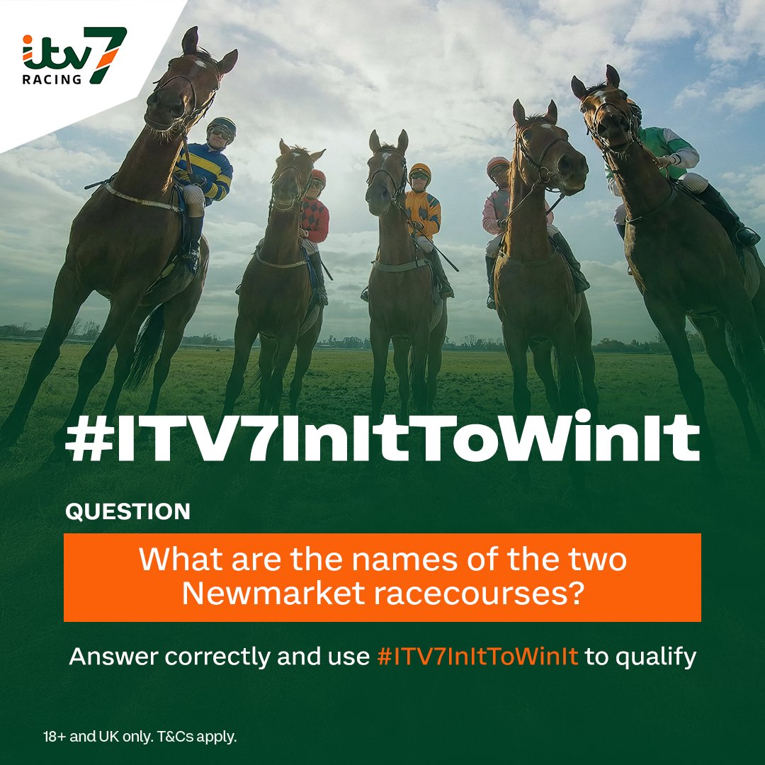 ITV7Racing's tweet photo. Competition time  

We have a £50 cash prize up for grabs.  

Follow @ITV7Racing, answer today's question, and use the hashtag #ITV7InItToWinIt, and you could be our lucky winner, announced at 10am tomorrow.  

T&amp;Cs