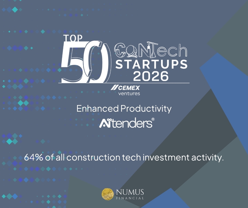 NumusFinancial's tweet photo. Cemex Ventures named Aitenders a Top 50 Global ConTech Startup for 2026. 

Enhanced Productivity category. 64% of construction tech investment activity. 

Third-party validation from a major construction industry institution.

https://t.co/jUwUaZ791X https://t.co/D5kFWxGvqS