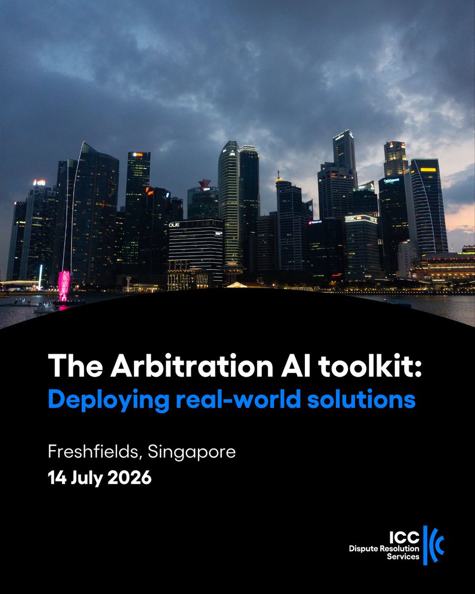 ICC_arbitration's tweet photo. 🤖 The conversation around AI in arbitration is evolving.

Join us in Singapore for a practical discussion on the tools reshaping arbitration practice, real-world use cases and the challenges that lie ahead.

🔗 https://t.co/ci59QJI66b https://t.co/eKMvbmjYHi