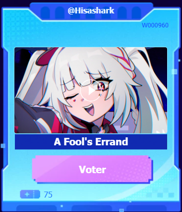 Hisasharks's tweet photo. Voting has started! 🎉
You can support A Fool's Errand with code W000960 on the Multiverse Vistas website!

https://t.co/Sptr4JCmS6 https://t.co/eJRpyveq8X