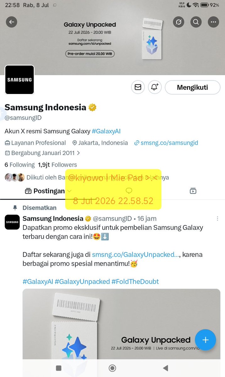 kiyowo's tweet photo. @bliblidotcom @samsungID Gak sabar mau liat apa yang baru dari Samsung. Tebakan aku sih bakal ada inovasi baru dari Samsung, design yang minimalis, fitur edit beragam di kamera, warna yang soft #GalaxyUnpacked #FoldtheDoubt #OwnTheNewShapeXBlibli https://t.co/62yNz6ufyG