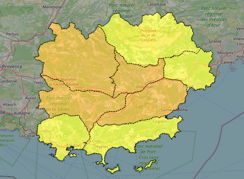Prefet83's tweet photo. #FeuxDeForêt | Jeudi 9 juillet dans le #Var :

🟠 Risque incendie 🔥 SÉVÈRE pour 4️⃣ massifs forestiers : la Sainte Baume, le Haut-Var, les Maures et le Centre-Var. 

❌ Accès déconseillé.

➡ Travaux réglementés de 5h à 13h, ⛔️ interdits après 13h. 

🟡 Risque incendie 🔥 MODÉRÉ pour 5️⃣ massifs forestiers : les Monts Toulonnais, la Corniche des Maures, le Plateau de Canjuers, l'Estérel et les Îles d'Hyères. 

☎ 18 ou 112 pour signaler un départ de feu. 

📌 La carte d'accès aux massifs pour se géolocaliser et la réglementation des travaux 👉https://t.co/byjdupmCSR