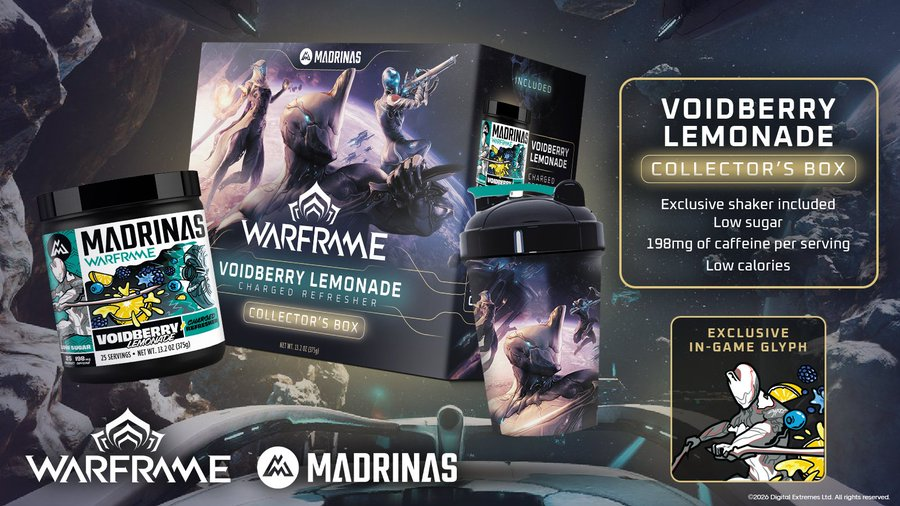 JouerAWarframe's tweet photo. De délicieuses saveurs d'au-delà du Néant vous attendent, Tennos.
Précommandez dès aujourd'hui la boîte Collector #Warframe x #Madrinas : https://t.co/dWfzNGxqOG https://t.co/IRGs0WZGyb