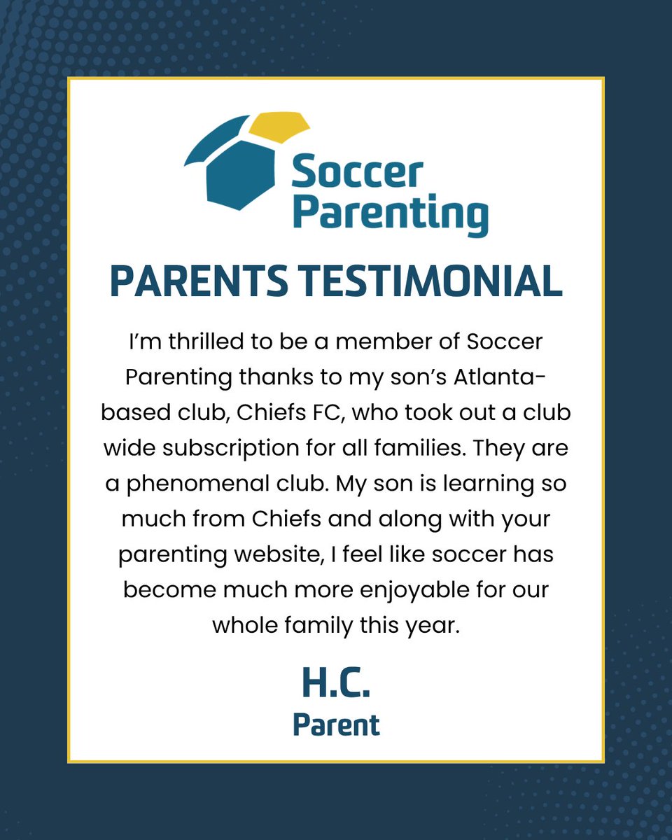 SoccerParenting's tweet photo. Nothing speaks louder than the experiences of real soccer parents. 💙⚽

We're honored to be part of families' journeys, helping parents feel more confident, informed, and supported every step of the way. When parents have the right tools and resources, the entire youth sports experience becomes more enjoyable for everyone.

Thank you to every family who trusts Soccer Parenting to be part of their journey. Your stories inspire us to keep making a difference.

👉 Become a member and learn more at https://t.co/XgkFyLJhKd

#SoccerParenting #YouthSoccer #SportsParents #ParentTestimonial #YouthSports #SoccerLife #PositiveParenting