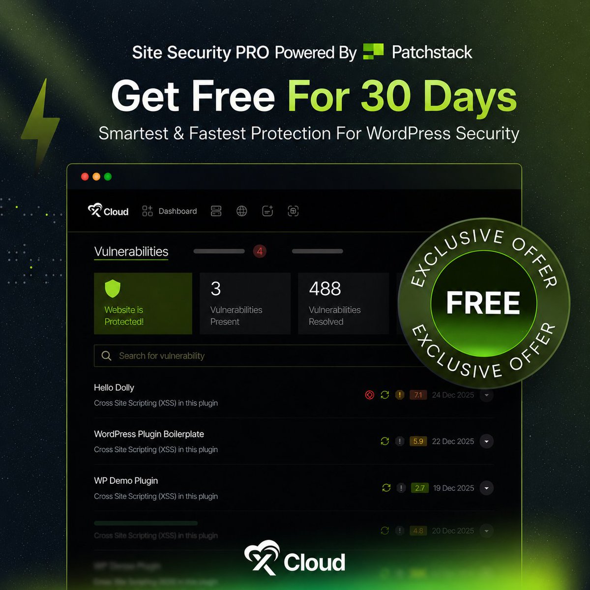 xCloud_host's tweet photo. 🛡️ https://t.co/g4DvFp995D now delays new plugin releases up to 24hrs — meaning security fixes may not reach your site right away.

Site Security PRO (powered by @Patchstack) closes that gap with real-time monitoring + virtual patching.

Free 30 days for xCloud users →
https://t.co/rPBWU9g379