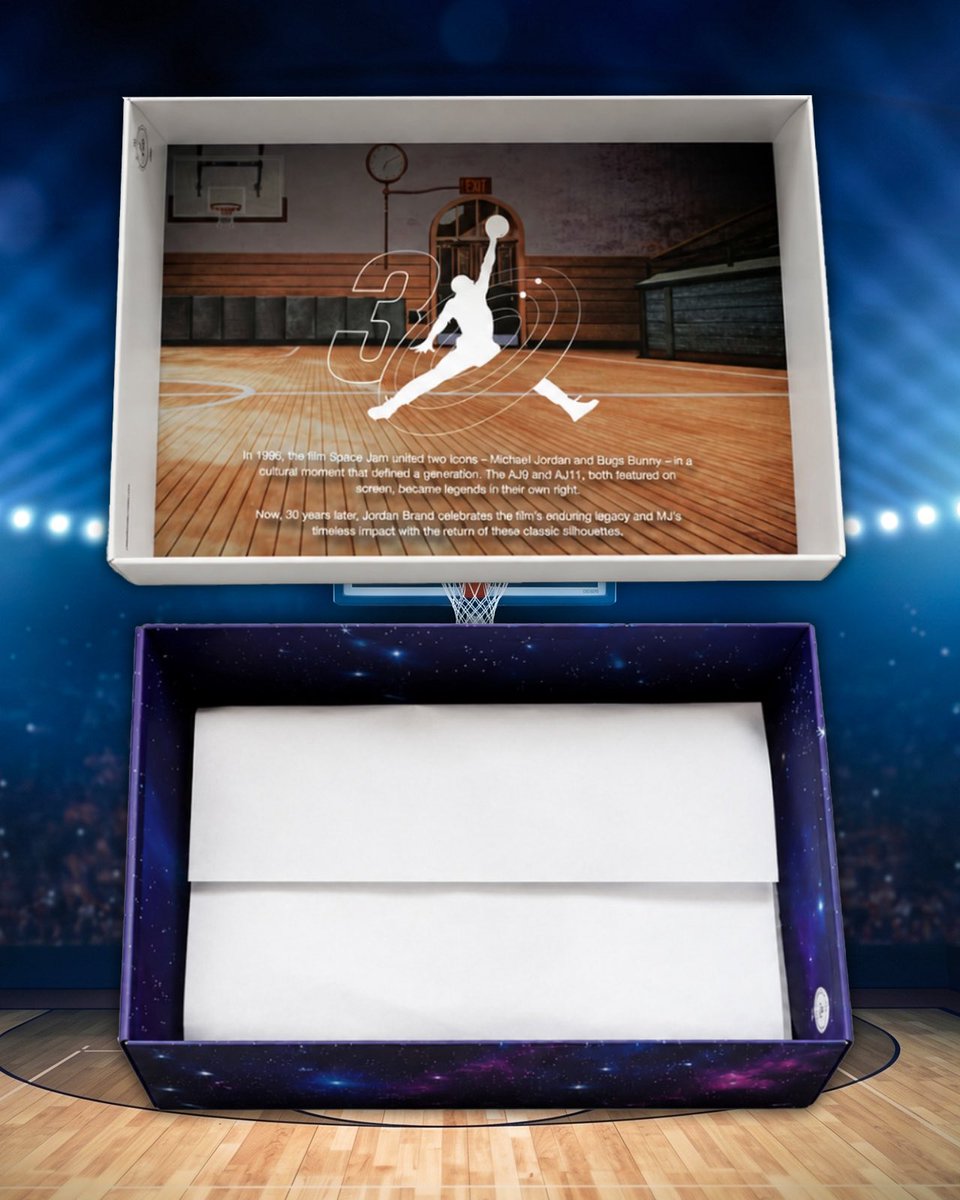 insanesneaker's tweet photo. This Year’s Air Jordan 9 OG “Space Jam” Is Expected to Come With Special Packaging 🎁🌌

• Full-Family sizing
• August 29th
• $215 https://t.co/aIUvZy94Md