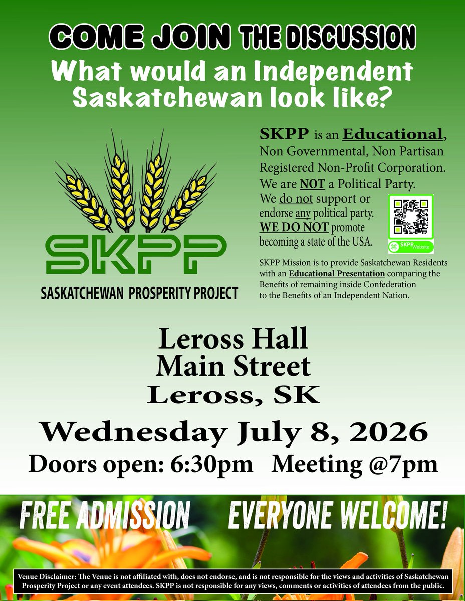 SaskProsProject's tweet photo. Tonight is our townhall in Leross and we'd love to see you there! https://t.co/5SE3AaR8AF